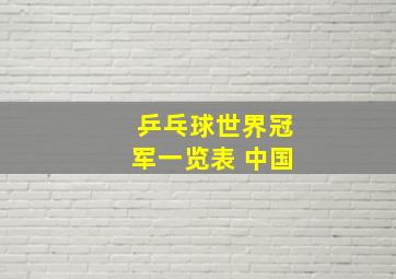 乒乓球世界冠军一览表 中国